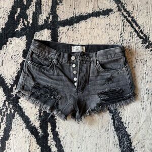 Free People black distressed denim shorts (25)